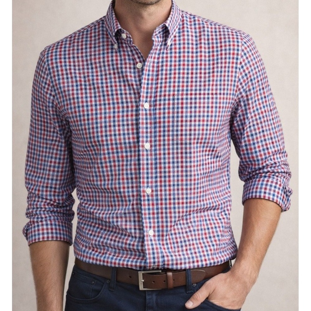 Banana Republic Camden Fit Checked Button Up Shirt‎ Men Large Cotton Long Sleeve